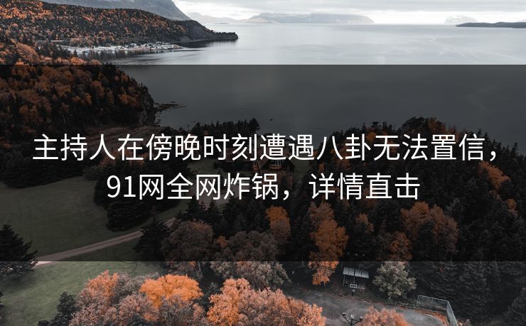主持人在傍晚时刻遭遇八卦无法置信，91网全网炸锅，详情直击