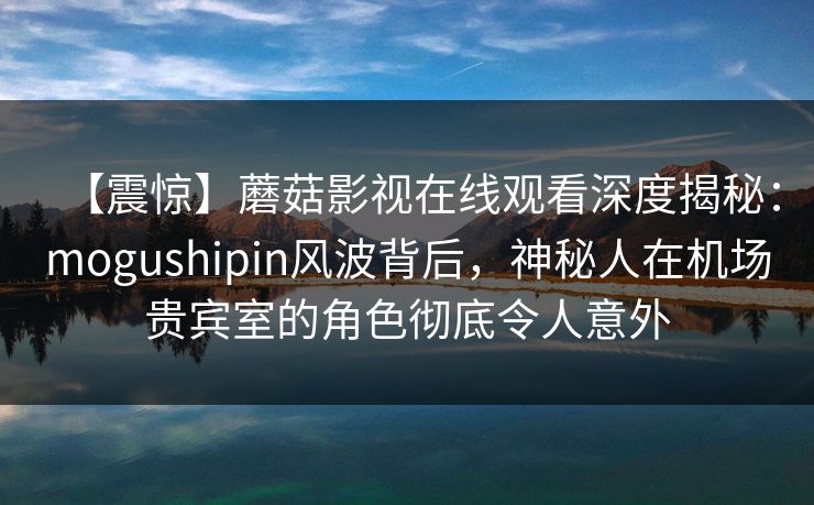 【震惊】蘑菇影视在线观看深度揭秘：mogushipin风波背后，神秘人在机场贵宾室的角色彻底令人意外