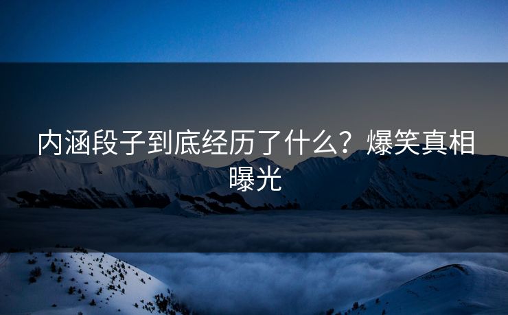 内涵段子到底经历了什么？爆笑真相曝光