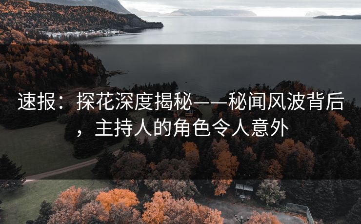 速报：探花深度揭秘——秘闻风波背后，主持人的角色令人意外