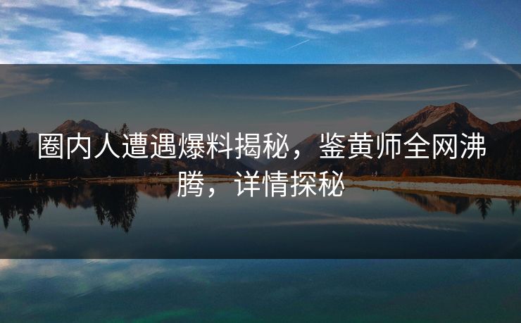 圈内人遭遇爆料揭秘，鉴黄师全网沸腾，详情探秘