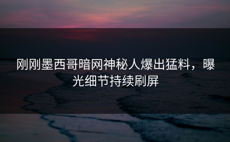 刚刚墨西哥暗网神秘人爆出猛料，曝光细节持续刷屏