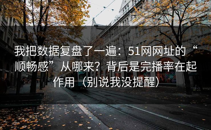 我把数据复盘了一遍：51网网址的“顺畅感”从哪来？背后是完播率在起作用（别说我没提醒）